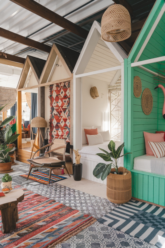 Tiny Cabins Interior Ideas: Vibrant Eclectic with Mixed Styles