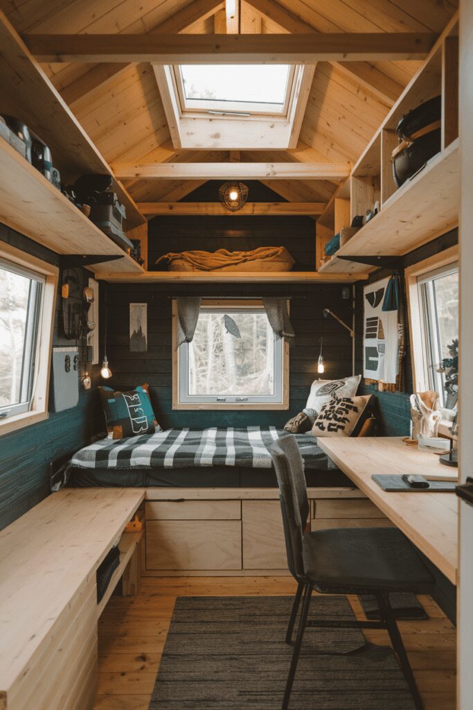 30+ Tiny Cabins Interior Ideas | Beautiful, Compact Living 29 Tiny Cabins Interior Ideas: Adventure Gear Cabin with Outdoor Focus