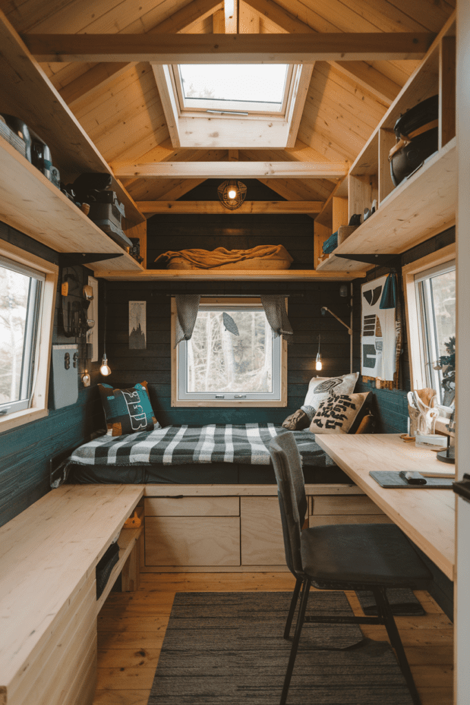 Tiny Cabins Interior Ideas: Adventure Gear Cabin with Outdoor Focus