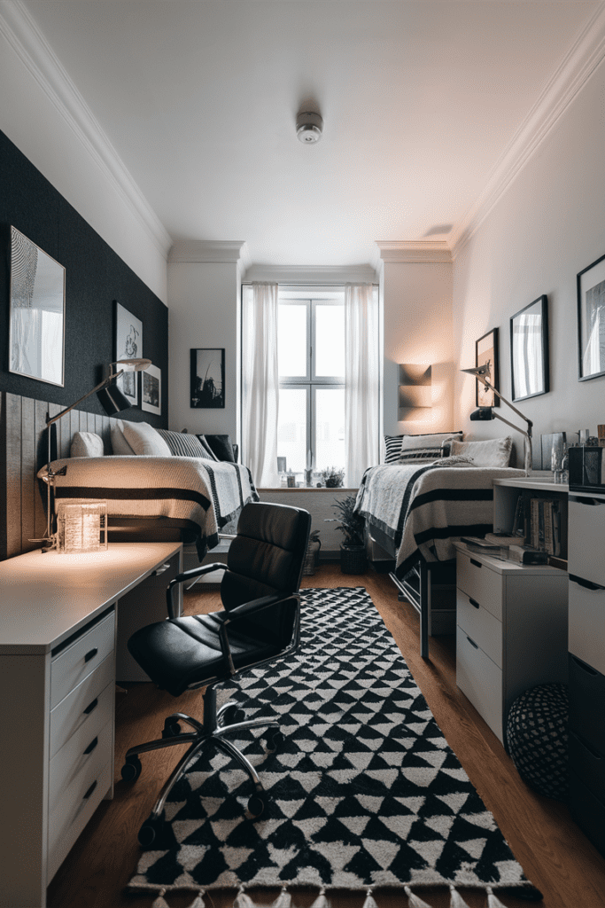 Dorm Room Ideas: Sleek Monochrome Aesthetic