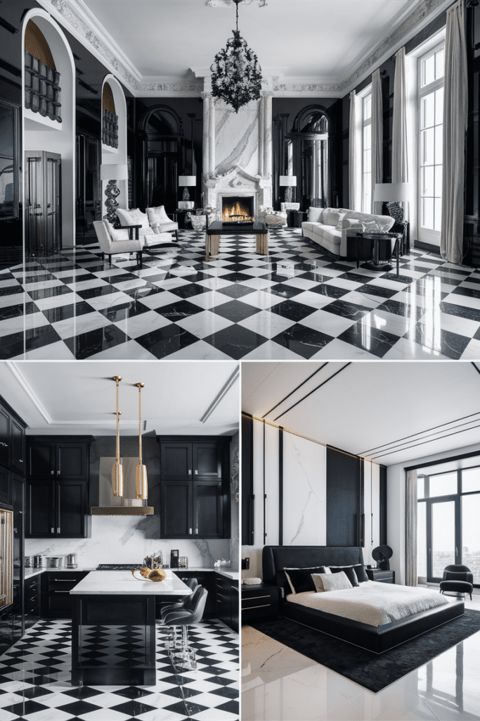 High-Contrast Interiors with Black and White Luxury Interior Ideas