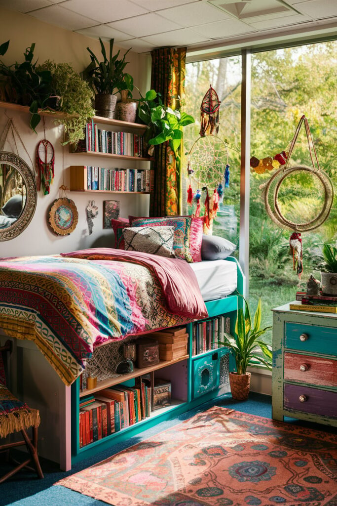 dorm room ideas: Vibrant Bohemian Escape