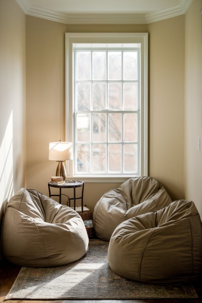 Cozy Corner Ideas: Snug Corner with Bean Bag Chairs