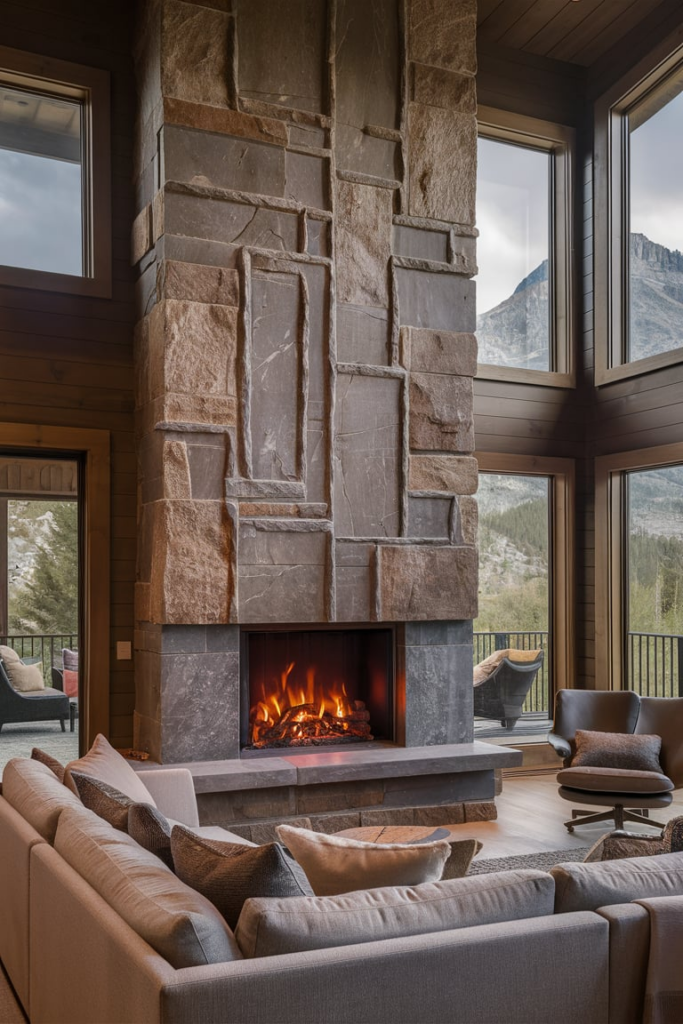 Mountain Modern Home Interior Ideas: Fireplace as the Focal Point