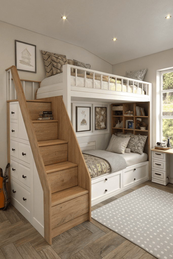 Loft Bed Ideas for Small Rooms Ideas: Loft Bed with Storage Stairs