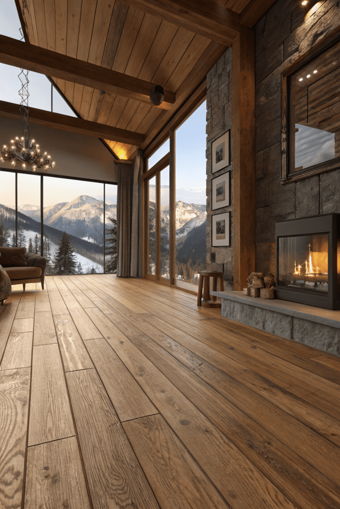 Mountain Modern Home Interior Ideas: Warm Wooden Flooring for Timeless Appeal