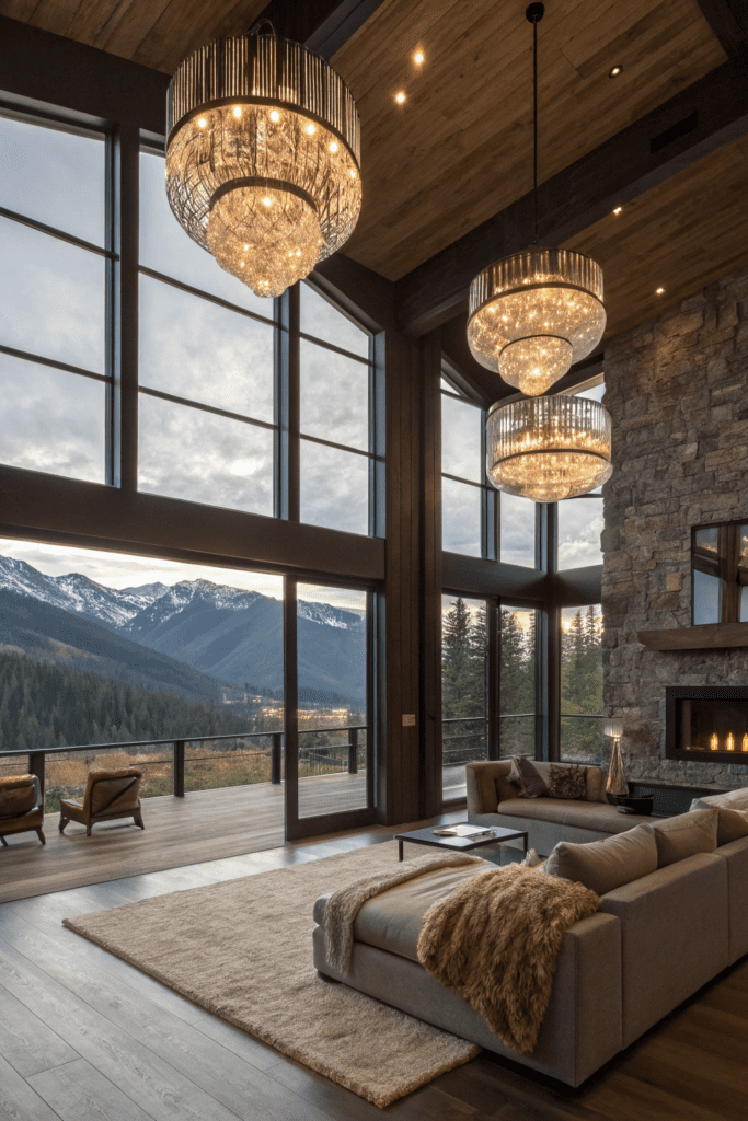 Mountain Modern Home Interior Ideas: Statement Chandeliers for Dramatic Flair