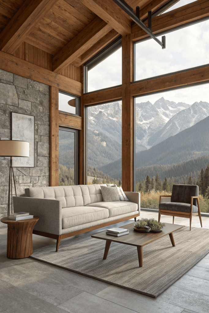 Mountain Modern Home Interior Ideas: Mid-Century Modern Furniture for Contrast Mountain Modern Home Interior Ideas