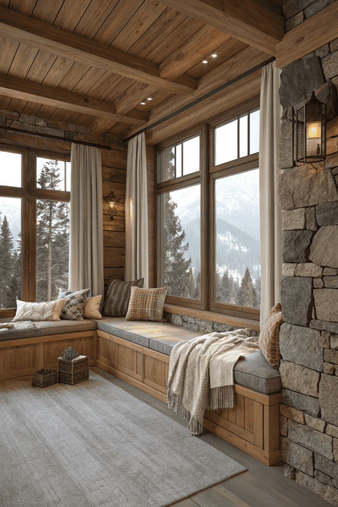 Mountain Modern Home Interior Ideas: Built-In Window Seats for Cozy Corners