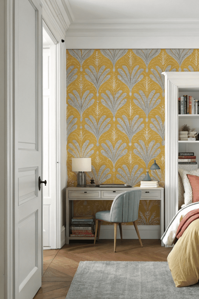 Luxury Dorm Ideas: Accent Wall with Peel-and-Stick Wallpaper