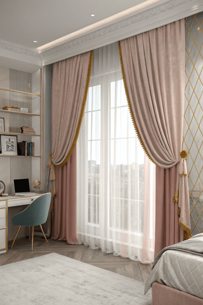 Luxury Dorm Ideas: Layered Window Treatments for Dimension Luxury Dorm Ideas