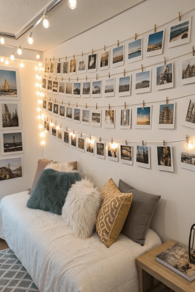 Luxury Dorm Ideas: Gallery Display of Personal Polaroids