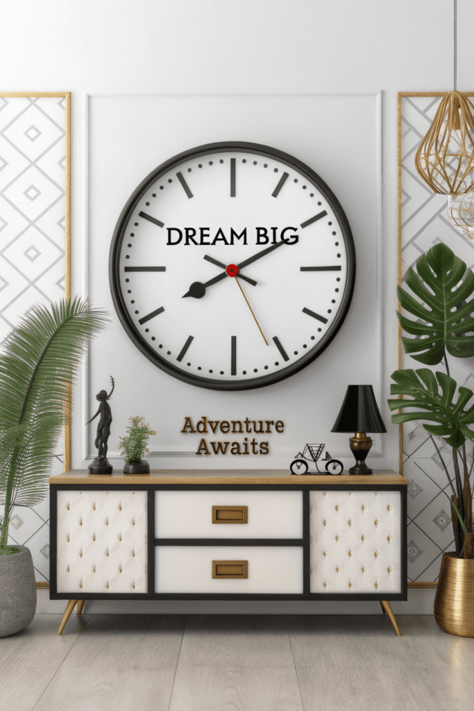 Luxury Dorm Ideas: Statement Clock for Functional Decor