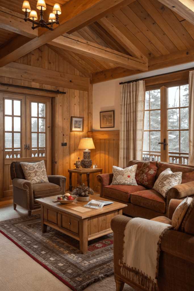 Cozy Traditional Living Room Ideas: Warm Wood Accents with Plush Comfort