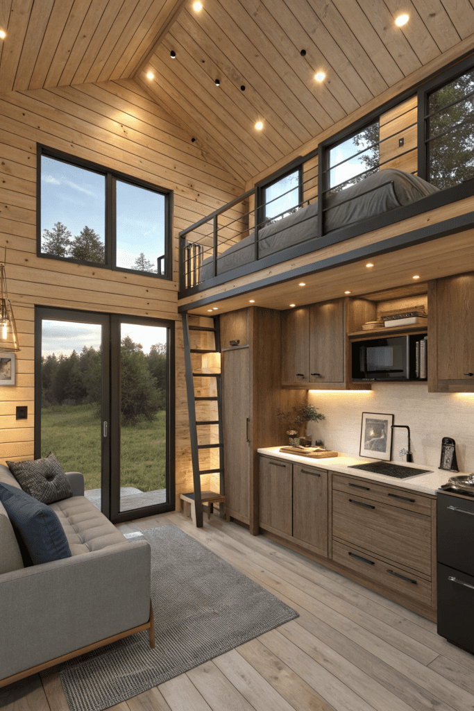 Tiny Cabins Interior Ideas: High-Tech Tiny Cabin with Smart Features