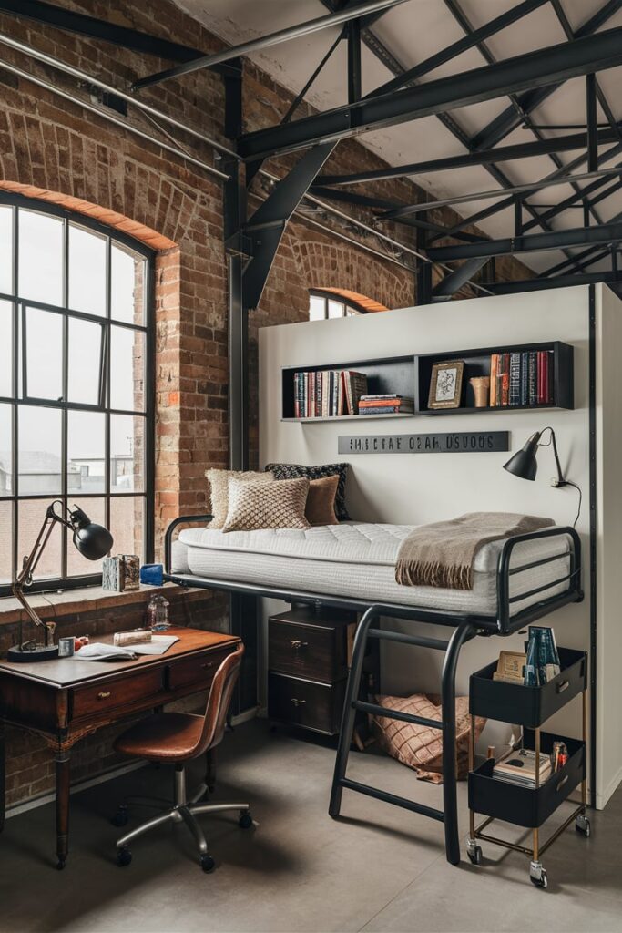 dorm room ideas: Industrial Chic Dorm Space