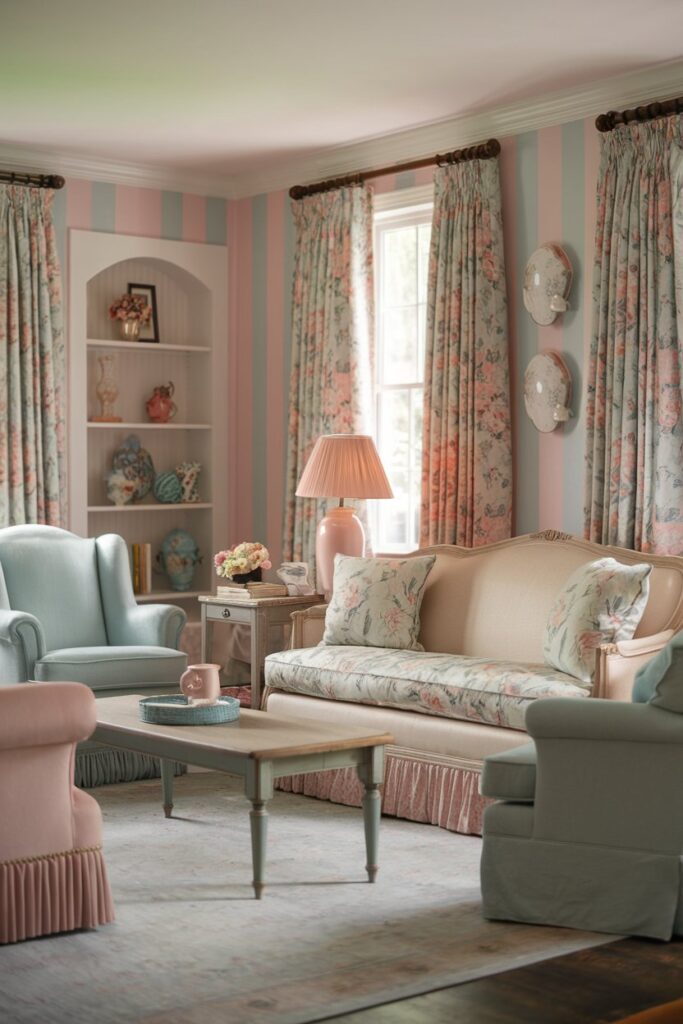 Cozy Traditional Living Room Ideas: Soft Pastels and Floral Accents