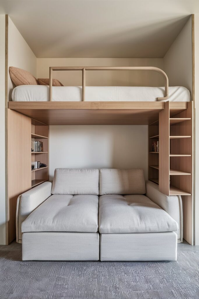 Loft Bed Ideas for Small Rooms Ideas: Loft Bed with Convertible Sofa