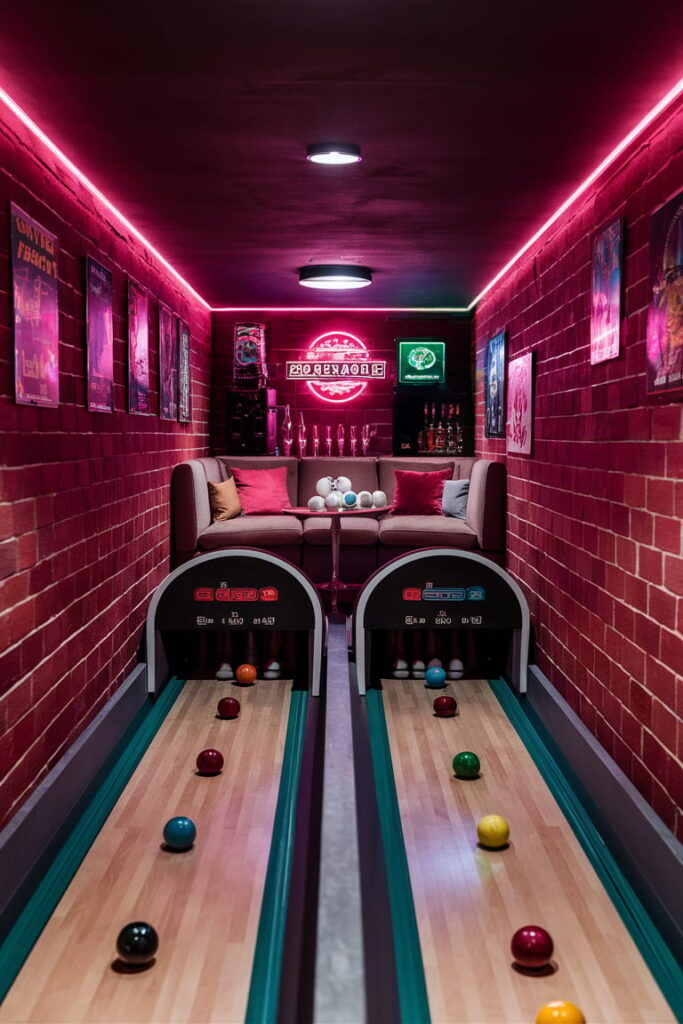 Mini Bowling Alley Basement Room Ideas