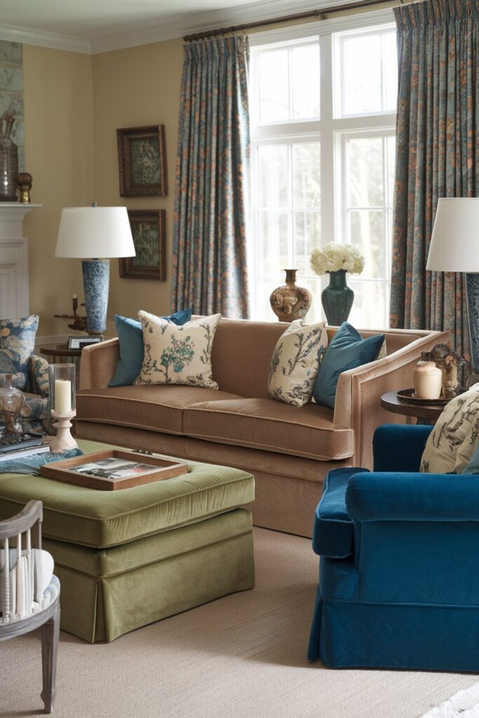 Cozy Traditional Living Room Ideas: Rich Velvet Textures for Luxury