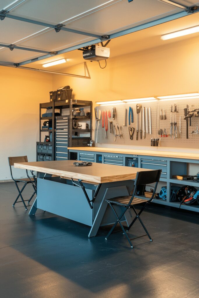 30+ Garage Workshop Layouts Ideas That Will Blow Your Mind! 33 Garage Workshop Layouts Ideas: The Convertible Workbench and Dining Table