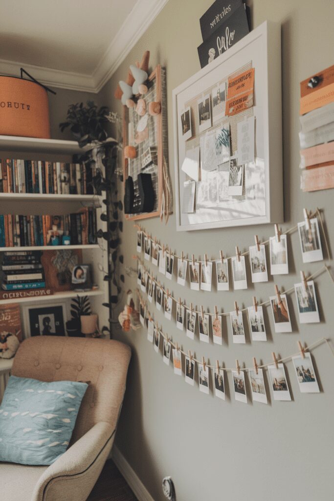 15+ Cute Dorm Room Decor Ideas Tips That Steal Your Heart! 16 Cute Dorm Room Ideas: DIY Memory Wall with Polaroids