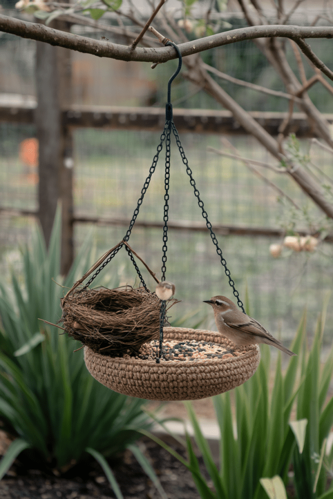 Cool Crochet Ideas: Crochet Hanging Bird Feeder with Nest