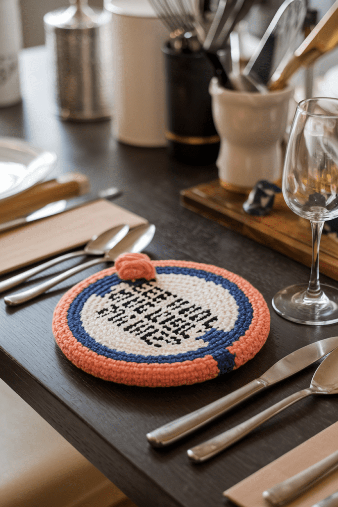 Crochet Heat-Resistant Trivet with Hidden Message Cool Crochet Ideas