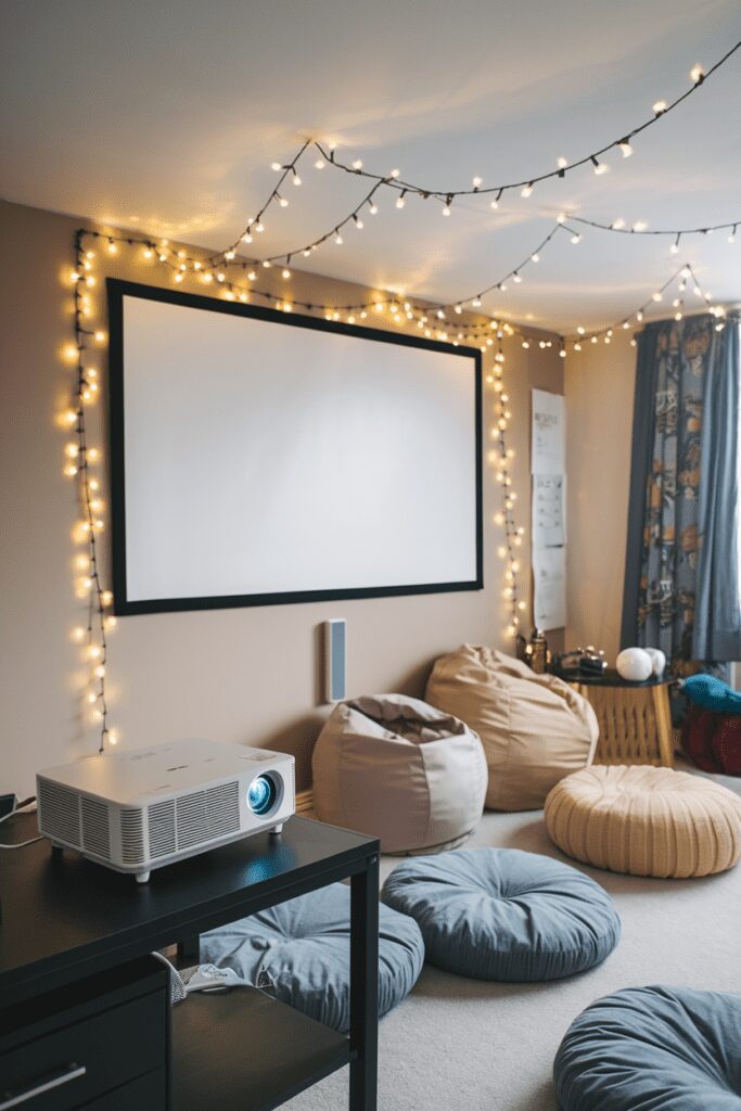 15+ Cute Dorm Room Decor Ideas Tips That Steal Your Heart! 14 Cute Dorm Room Ideas: DIY Projector Home Theater