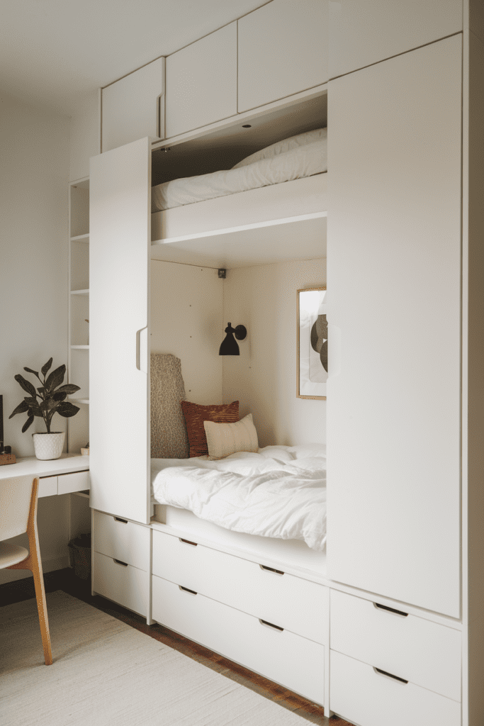 Tiny Bedroom Ideas: Hidden Bed Inside a Wardrobe