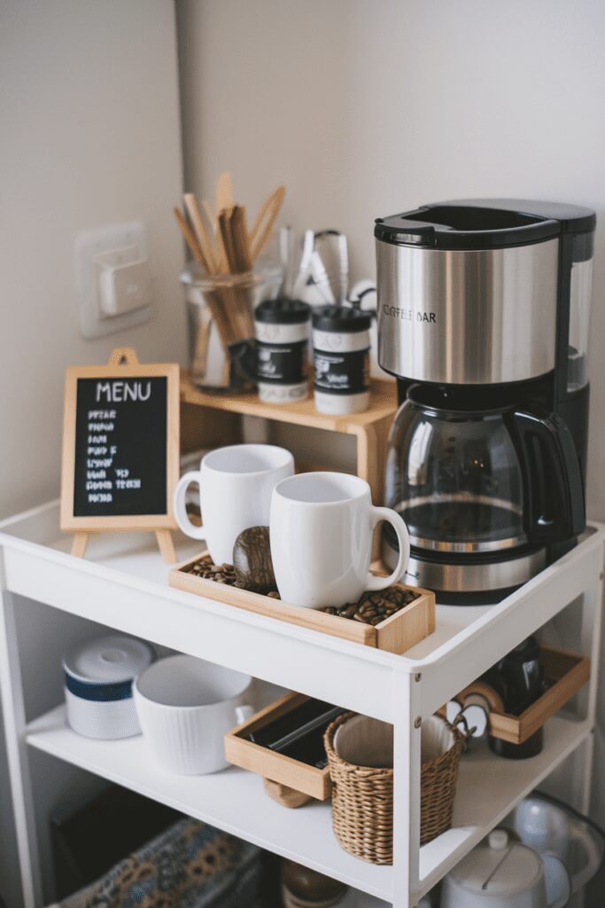 15+ Cute Dorm Room Decor Ideas Tips That Steal Your Heart! 12 Cute Dorm Room Ideas: Mini Coffee Bar Station