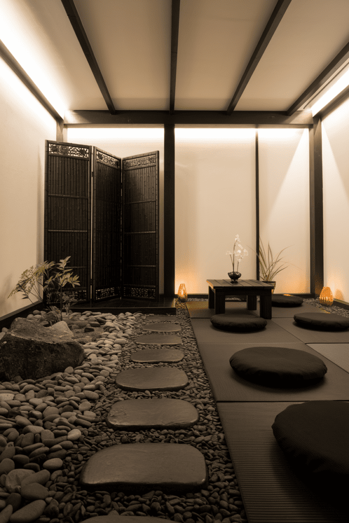 Black Room Ideas: Black Zen Garden Meditation Room