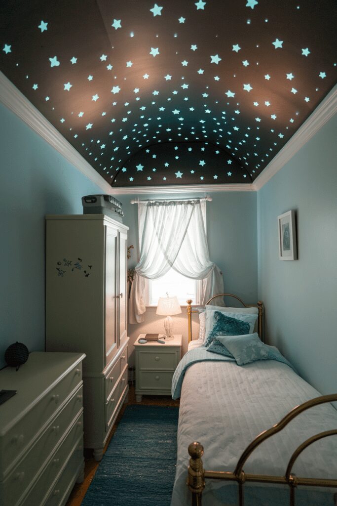 25+ Tiny Bedroom Ideas - Hacks to Maximize Your Space! 20 Glow-in-the-Dark Ceiling Stars Tiny Bedroom Ideas