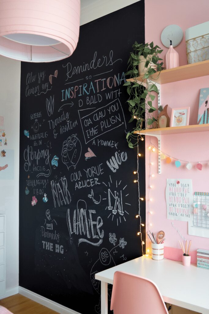 15+ Cute Dorm Room Decor Ideas Tips That Steal Your Heart! 10 Interactive Chalkboard Wall Cute Dorm Room Decor Ideas