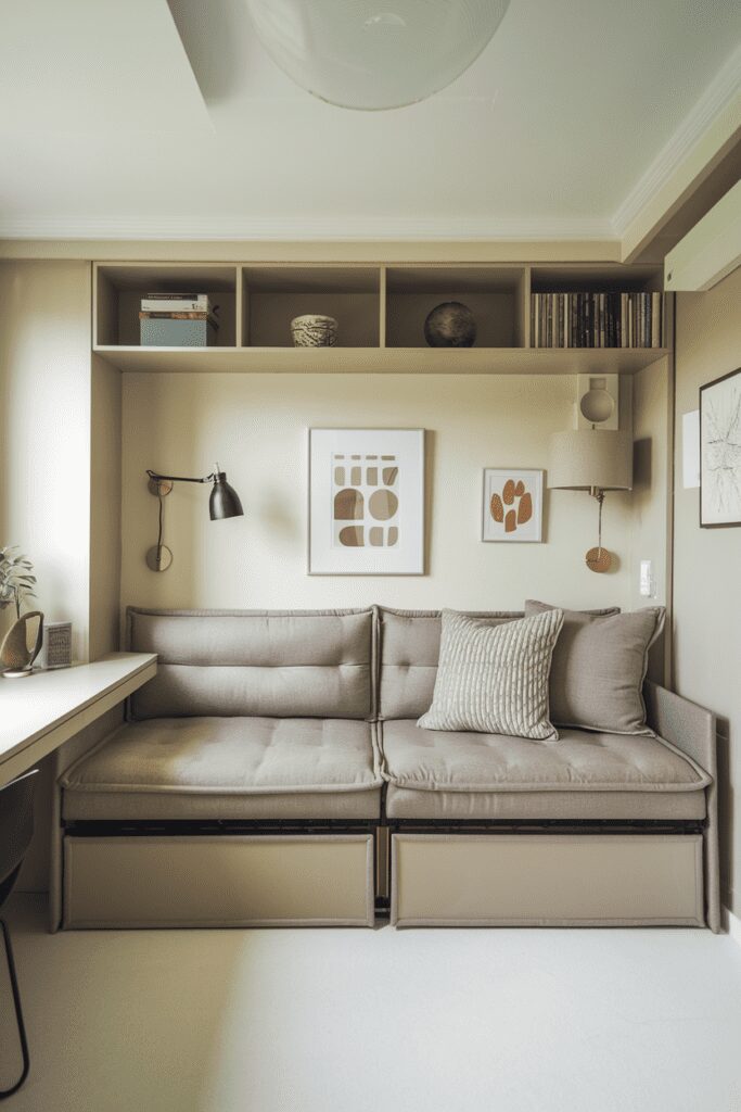 25+ Tiny Bedroom Ideas - Hacks to Maximize Your Space! 18 Tiny Bedroom Ideas: Convertible Sofa Bed with Storage
