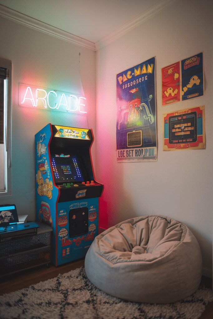 15+ Cute Dorm Room Decor Ideas Tips That Steal Your Heart! 3 Cute Dorm Room Ideas: Retro Arcade Corner