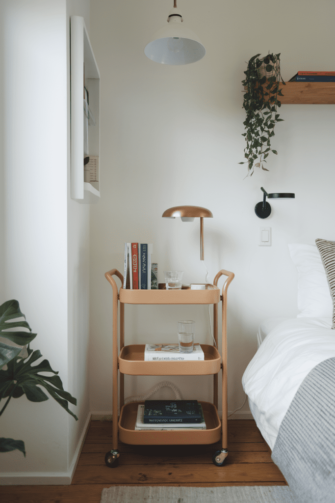 Tiny Bedroom Ideas: Rolling Cart Nightstand