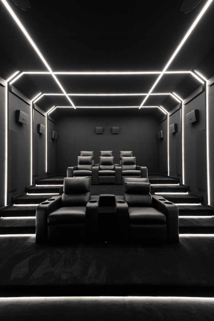 20+ Stunning Black Room Ideas You Need to Try Now! 7 Black Room Ideas: Blackout Home Theater with Plush Seating