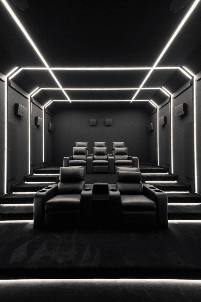 Black Room Ideas: Blackout Home Theater with Plush Seating