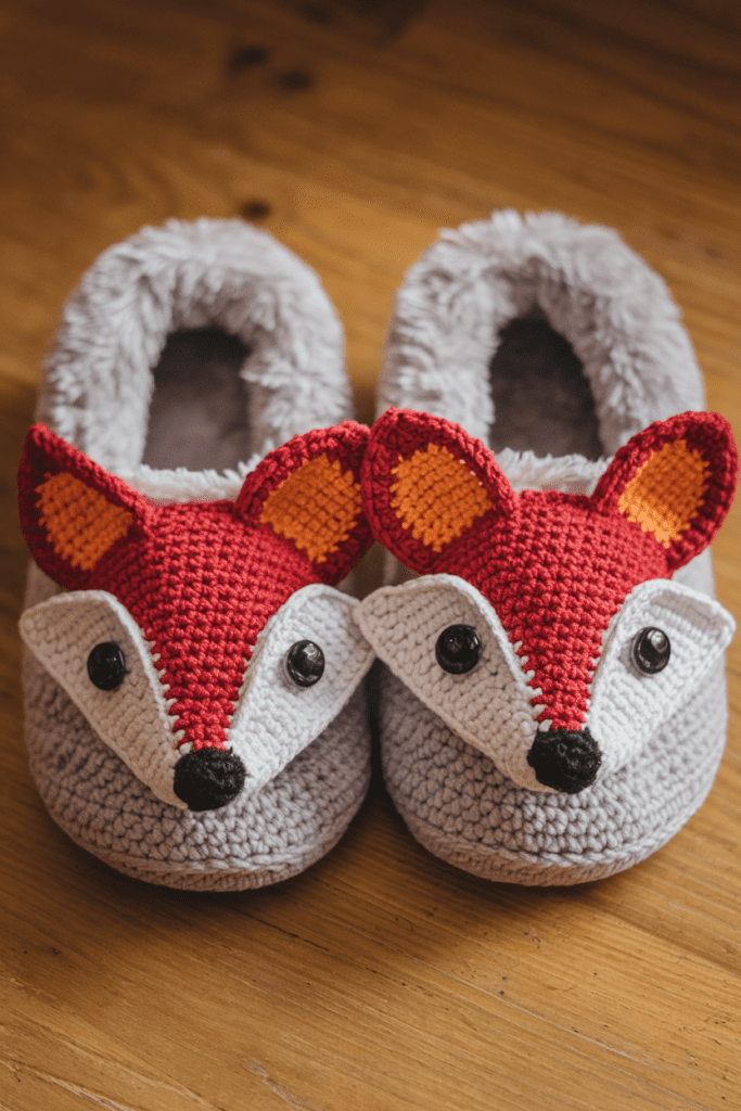 Cool Crochet Ideas: Crochet Animal Face Cozy Slippers