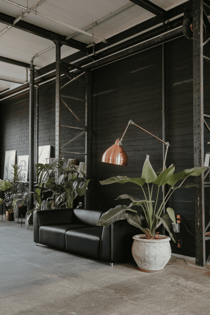 Black Room Ideas: Industrial Black Concrete Jungle Vibes