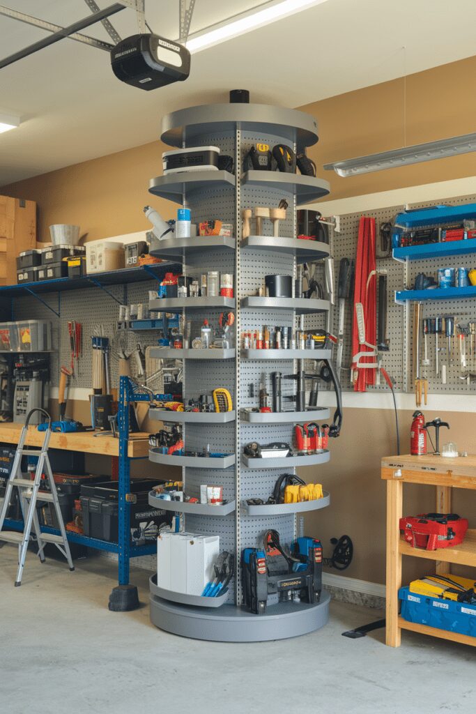30+ Garage Workshop Layouts Ideas That Will Blow Your Mind! 12 Garage Workshop Layouts Ideas: The Rotating Tool Tower