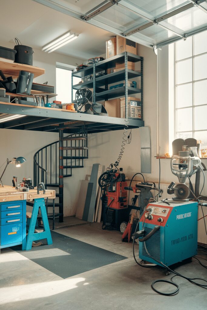 30+ Garage Workshop Layouts Ideas That Will Blow Your Mind! 11 Garage Workshop Layouts Ideas: The Industrial Mezzanine Workshop