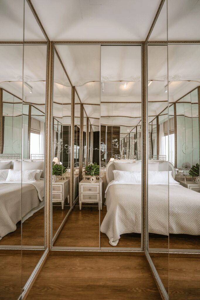 25+ Tiny Bedroom Ideas - Hacks to Maximize Your Space! 4 Tiny Bedroom Ideas: Mirrored Walls for Depth and Light