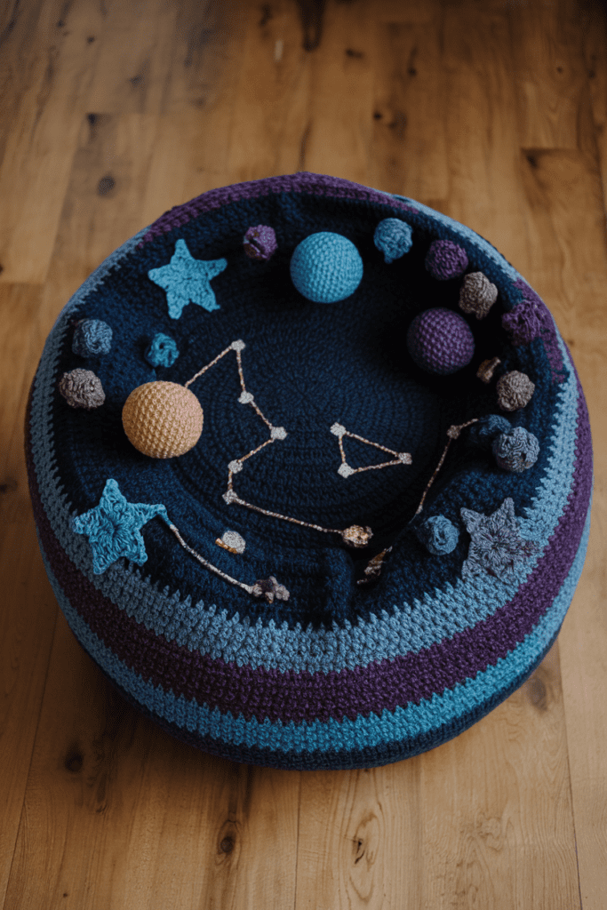 Cool Crochet Ideas: Crochet Galaxy-Themed Bean Bag Chair