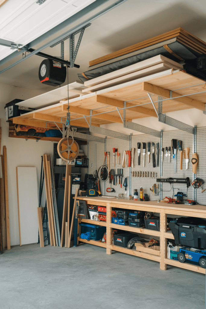 Garage Workshop Layouts Ideas: The Overhead Storage Loft