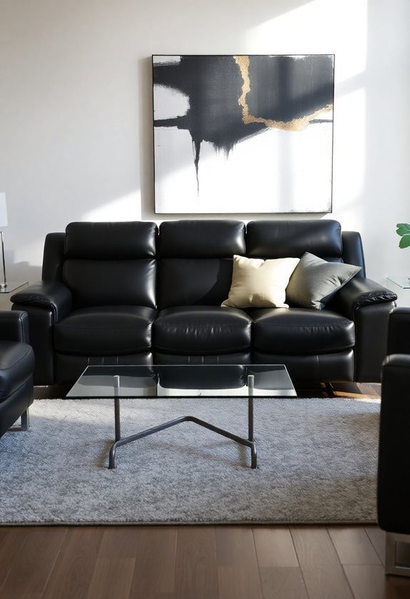 Black Sofa Living Room Ideas: Black Reclining Sofa