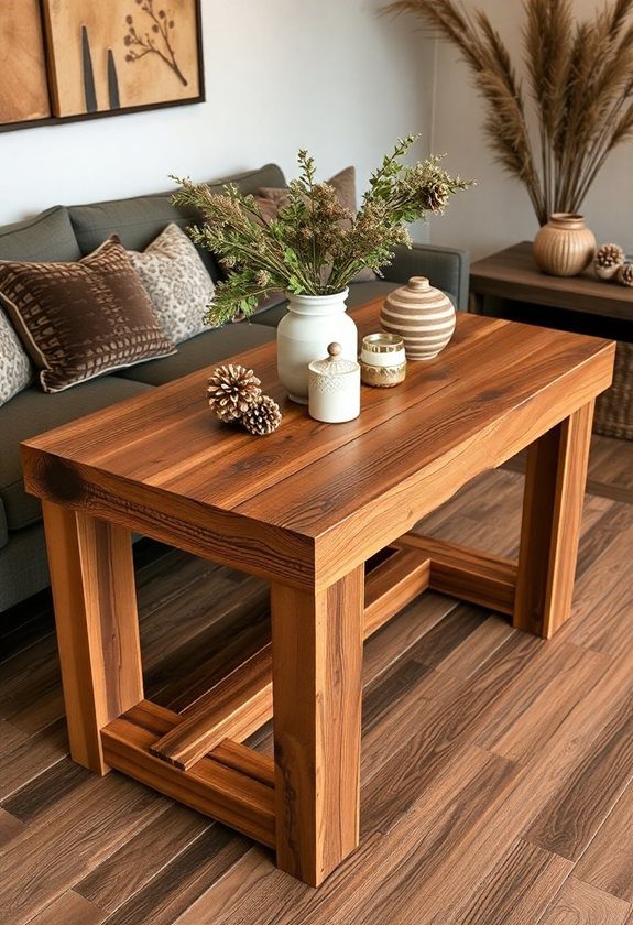 Sofa Table Decor Ideas: Incorporate Natural Elements Like Wood and Stone