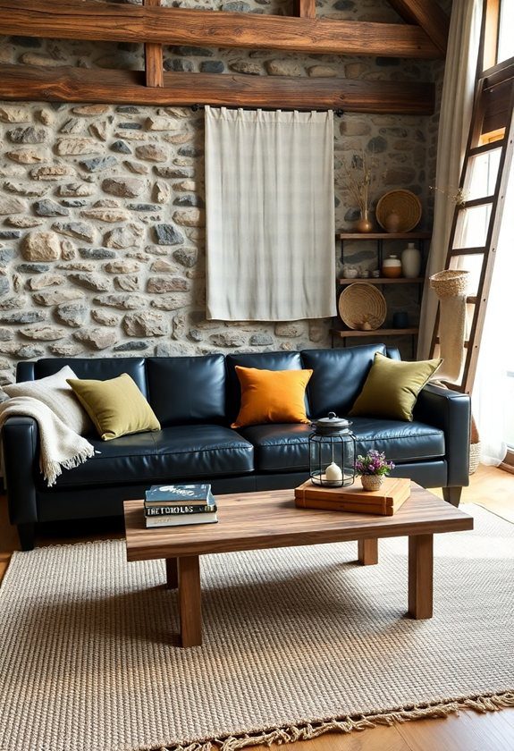 Black Sofa Living Room Ideas: Rustic Living Room