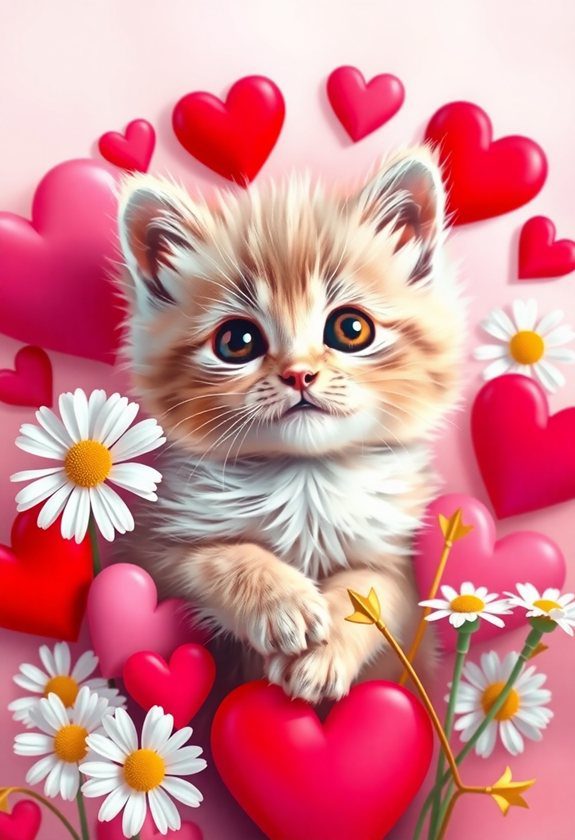  Valentine's Day Painting Ideas: Adorable Kitten Painting